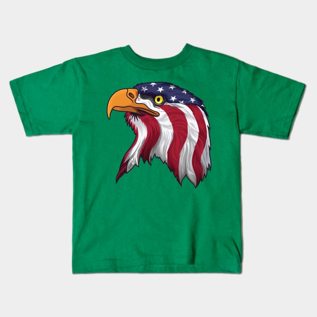 eagle head USA flag Kids T-Shirt by Mako Design 